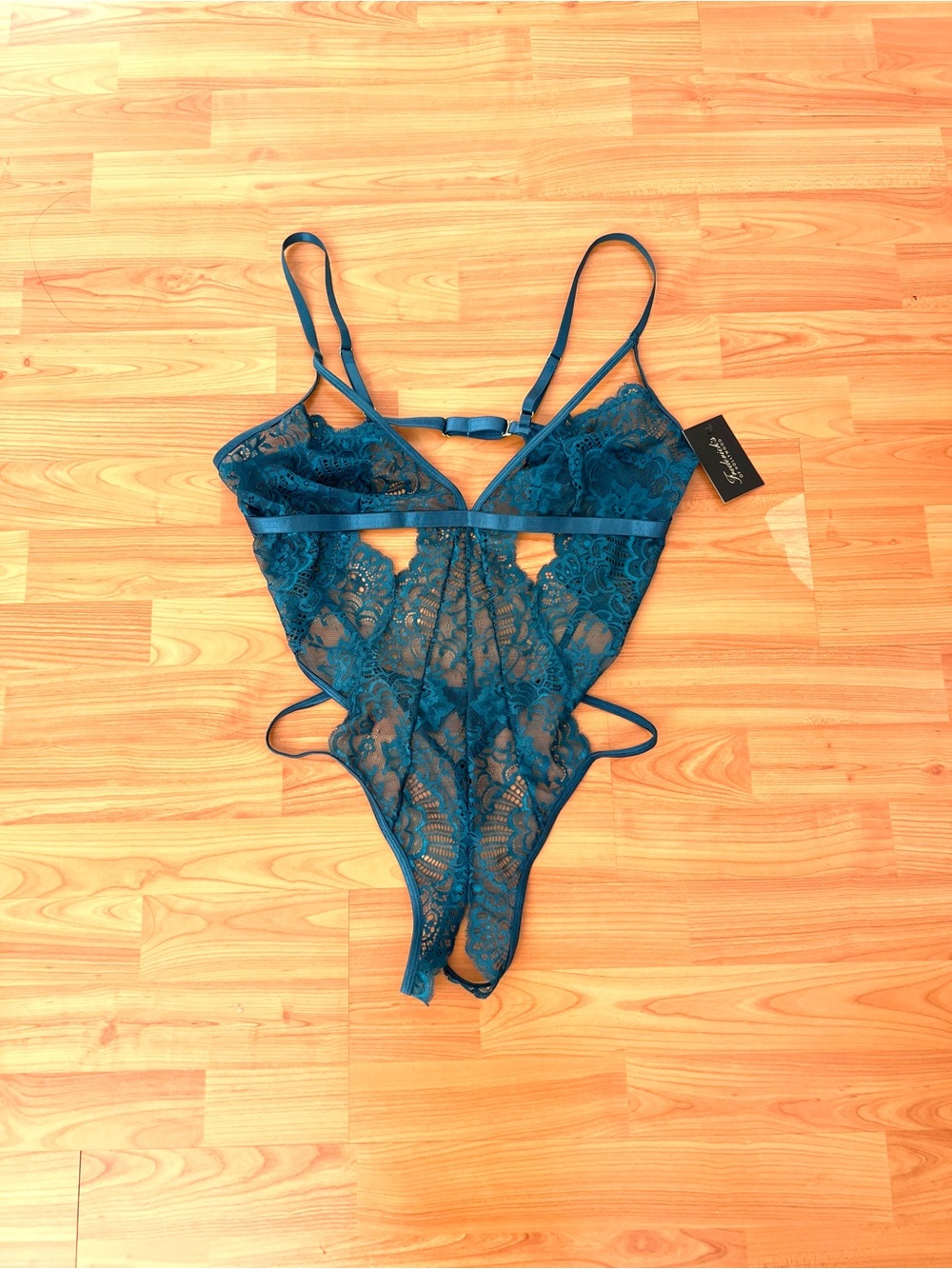 NWT Frederick’s of Hollywood Wynter Teal Lace Thong Teddy
